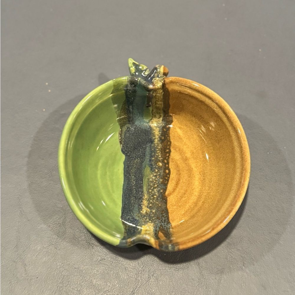 Handmade Art Pottery Small Apple Shaped Serving Bowl Ceramic Signed by Artist
